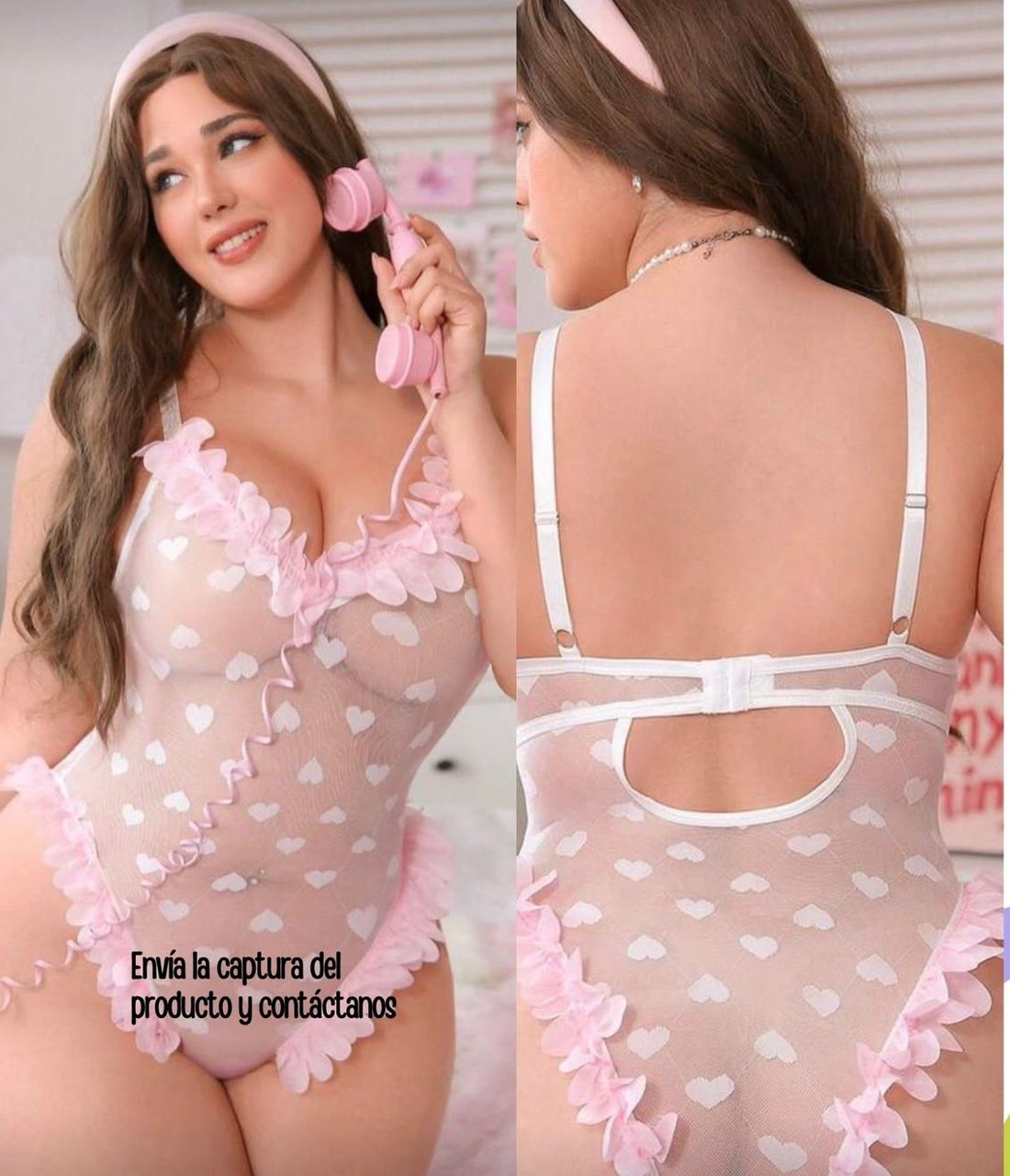 Body rosa de encaje