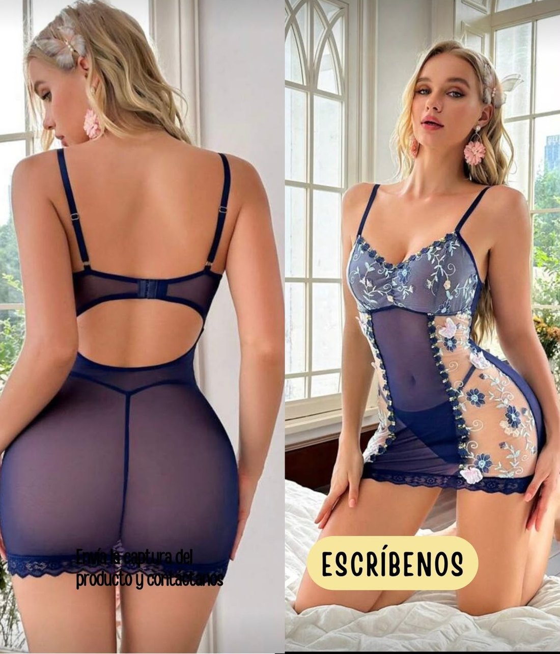 Baby doll azul con transparencia