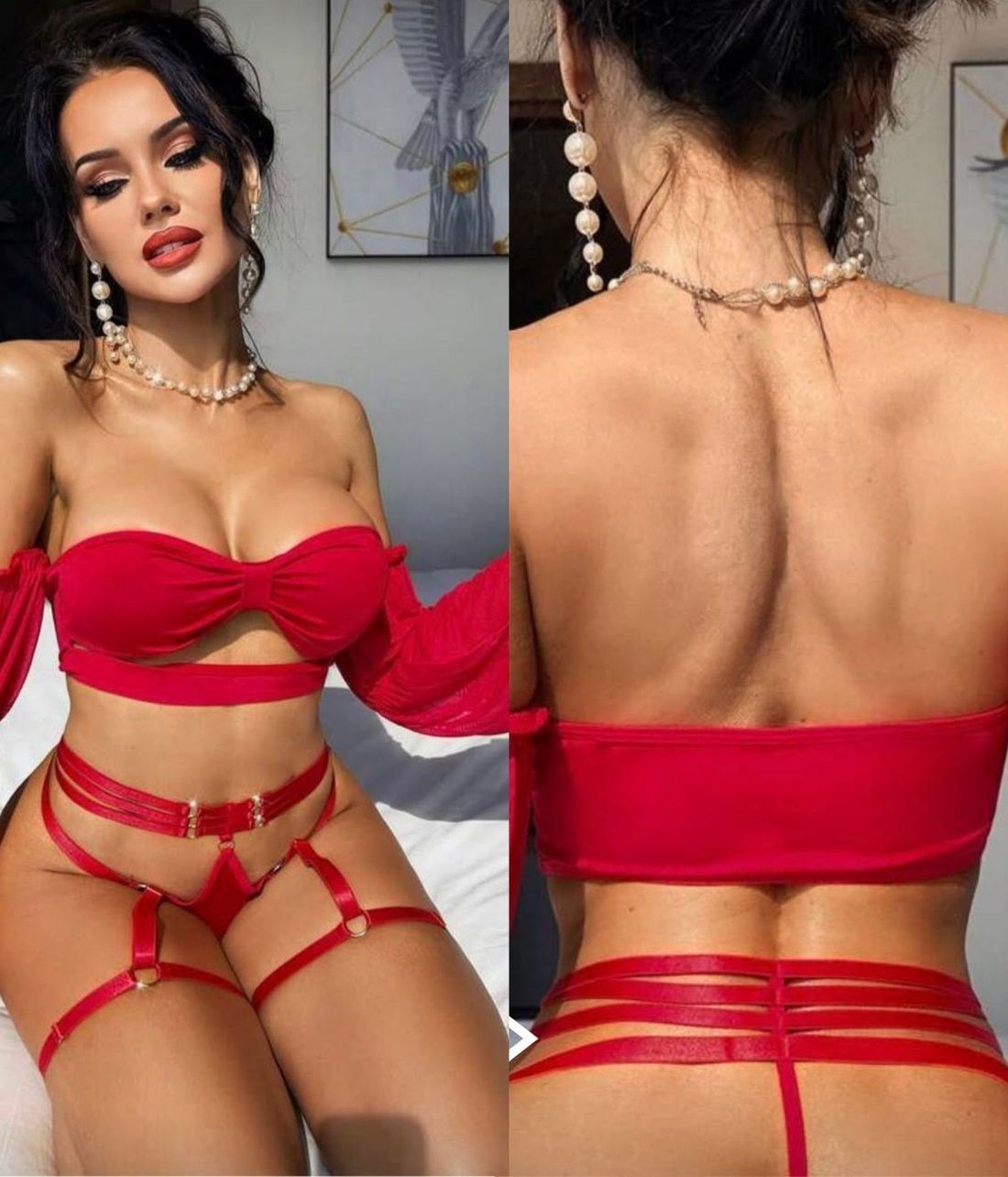Set rojo strapless con ligas