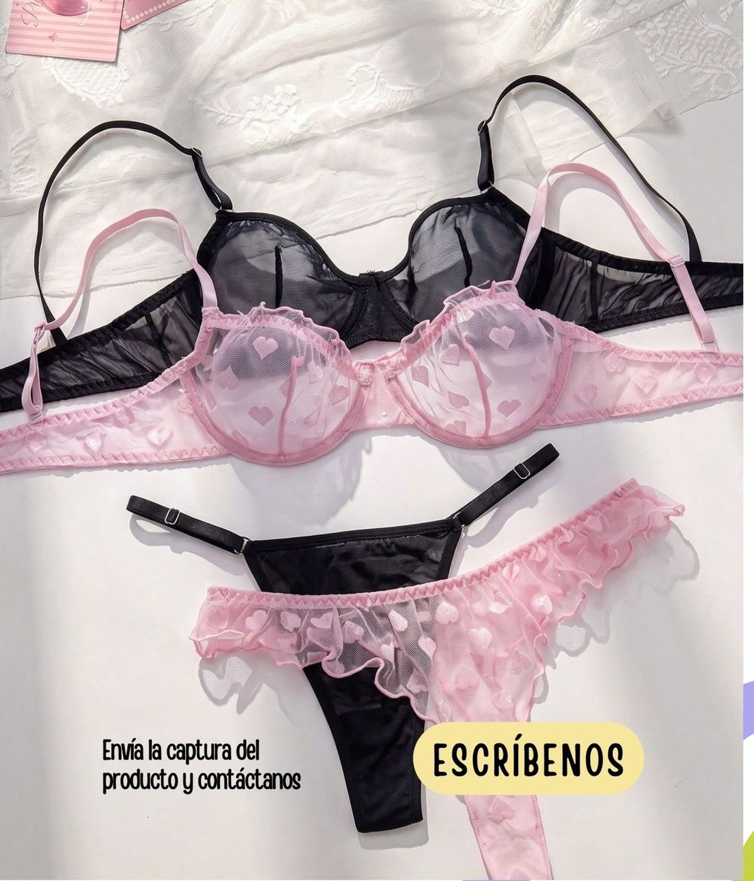 Dúo de lencería negro y rosa