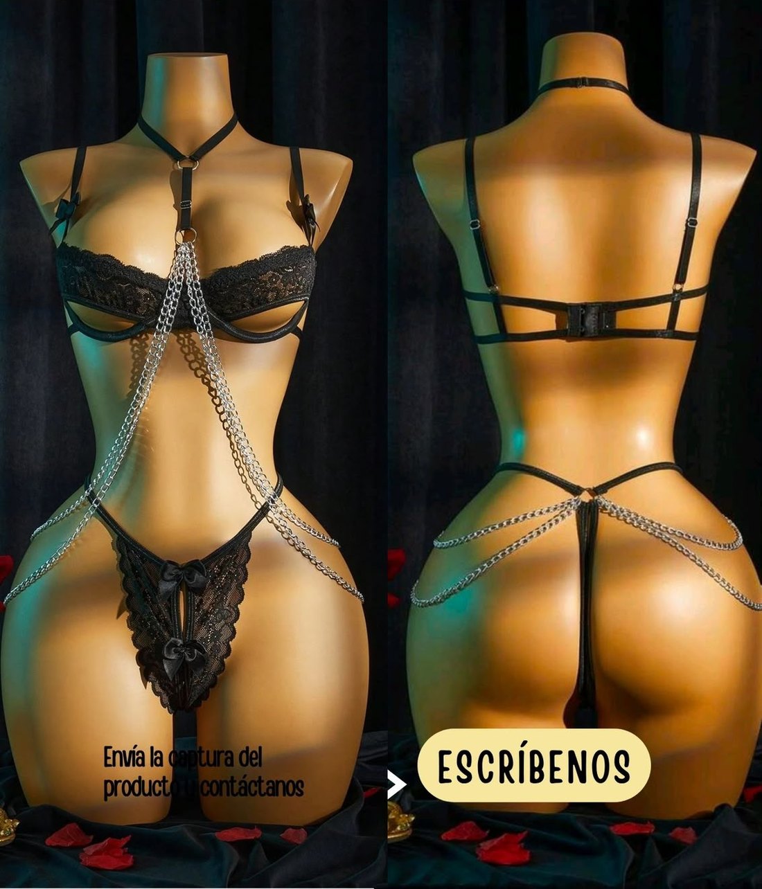 Set negro con cadenas