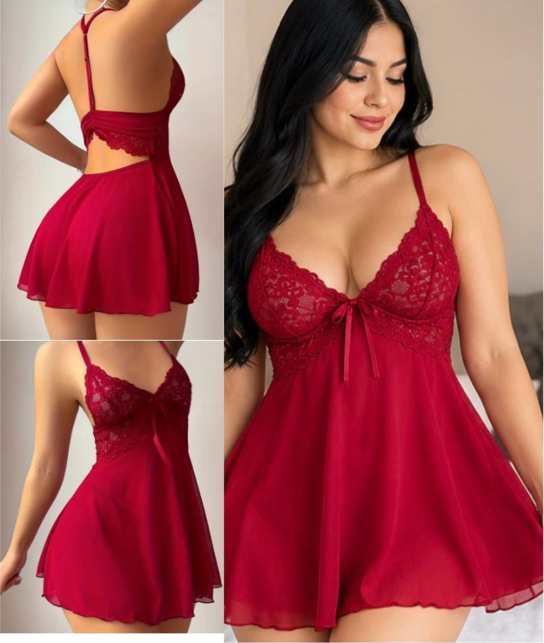 Baby doll corto rojo