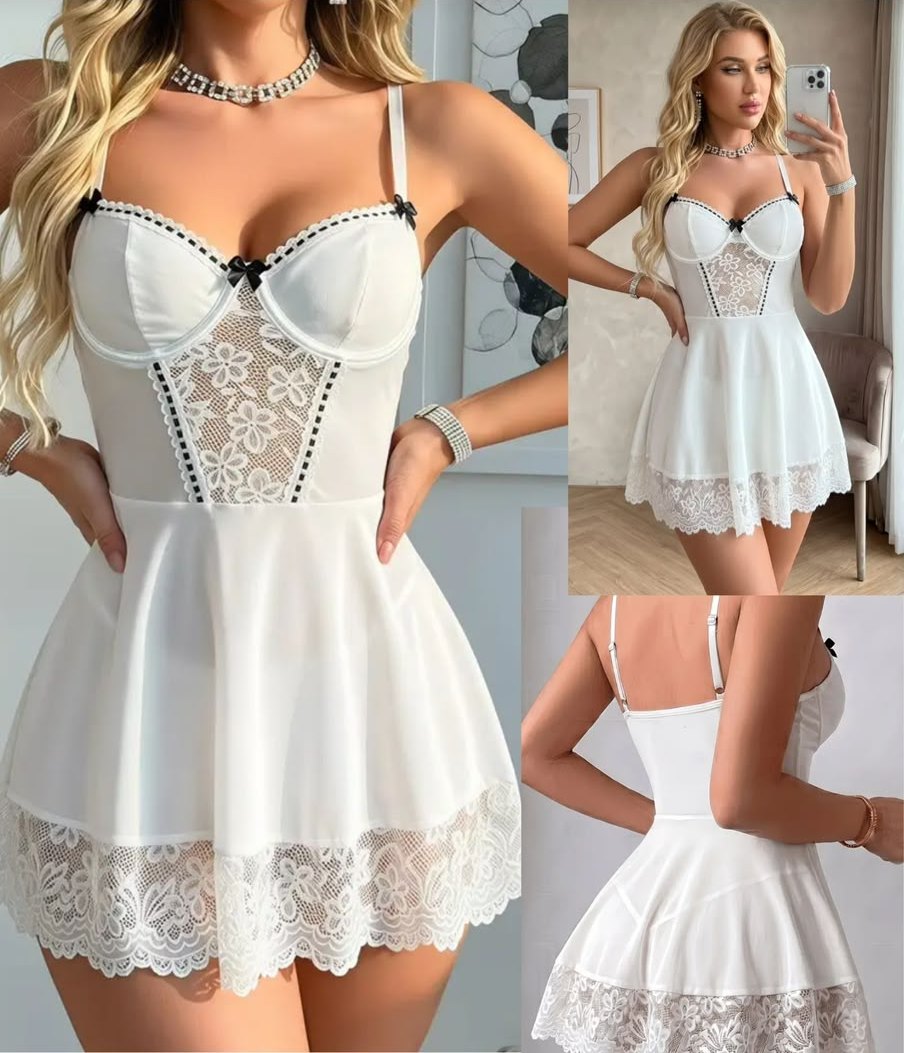 Baby doll blanco con corsé