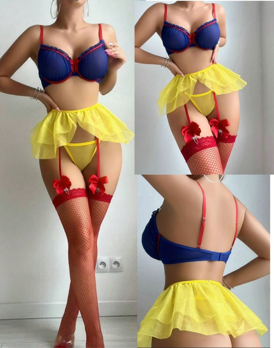 Liguero azul y amarillo con falda