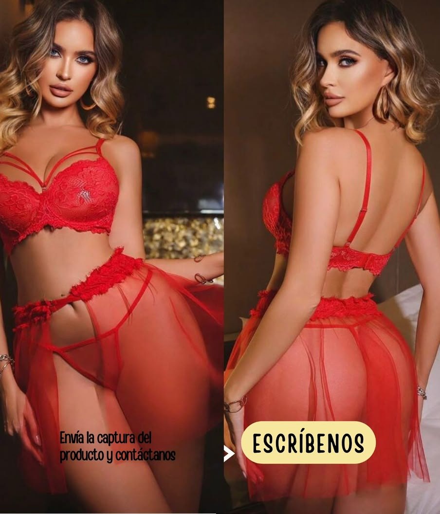 Set rojo con falda transparente