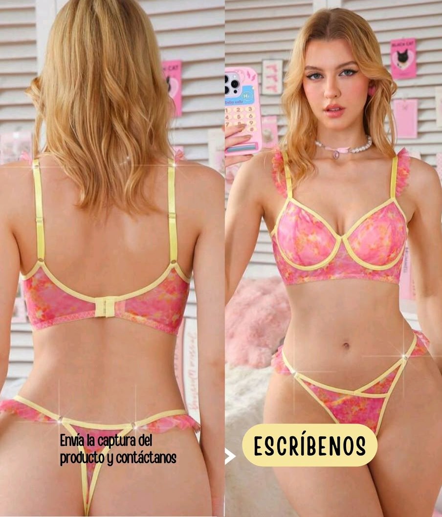 Set rosa con tirantes amarillos