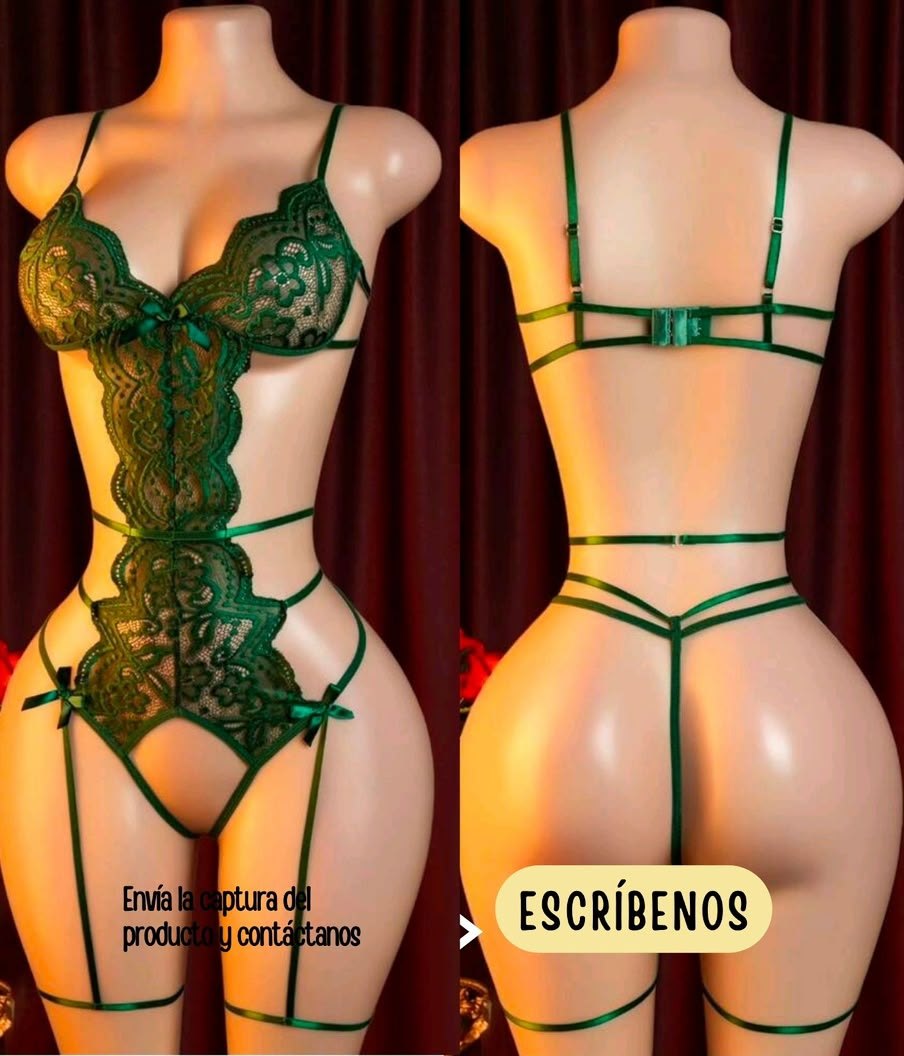 Body verde de encaje