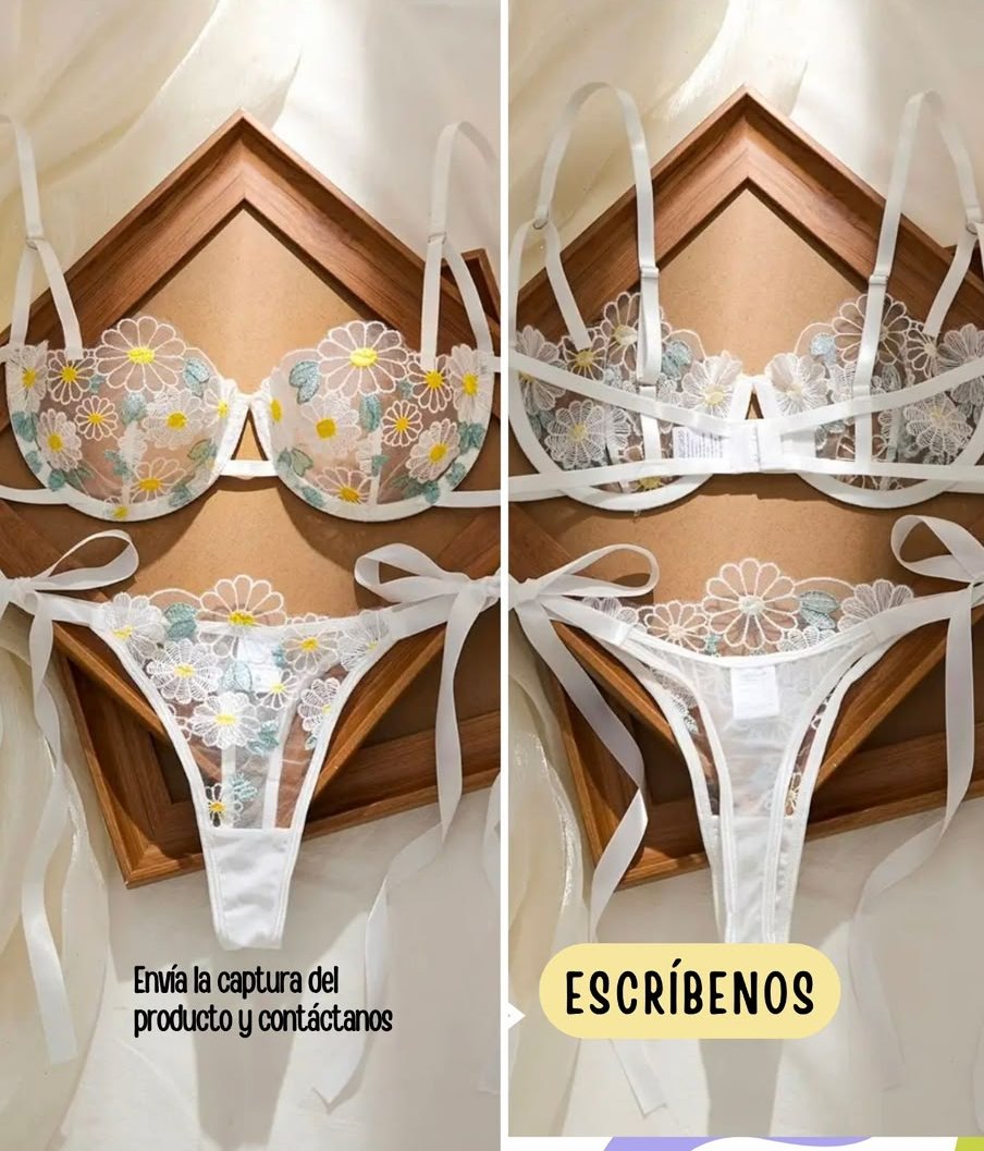 Set blanco bordado con flores