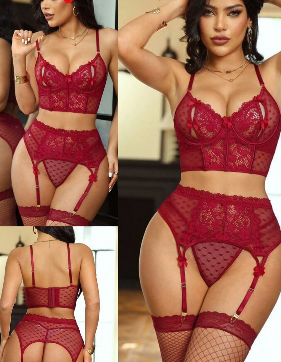Liguero rojo de encaje