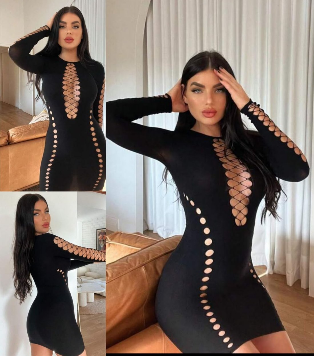 Vestido de media negro manga larga