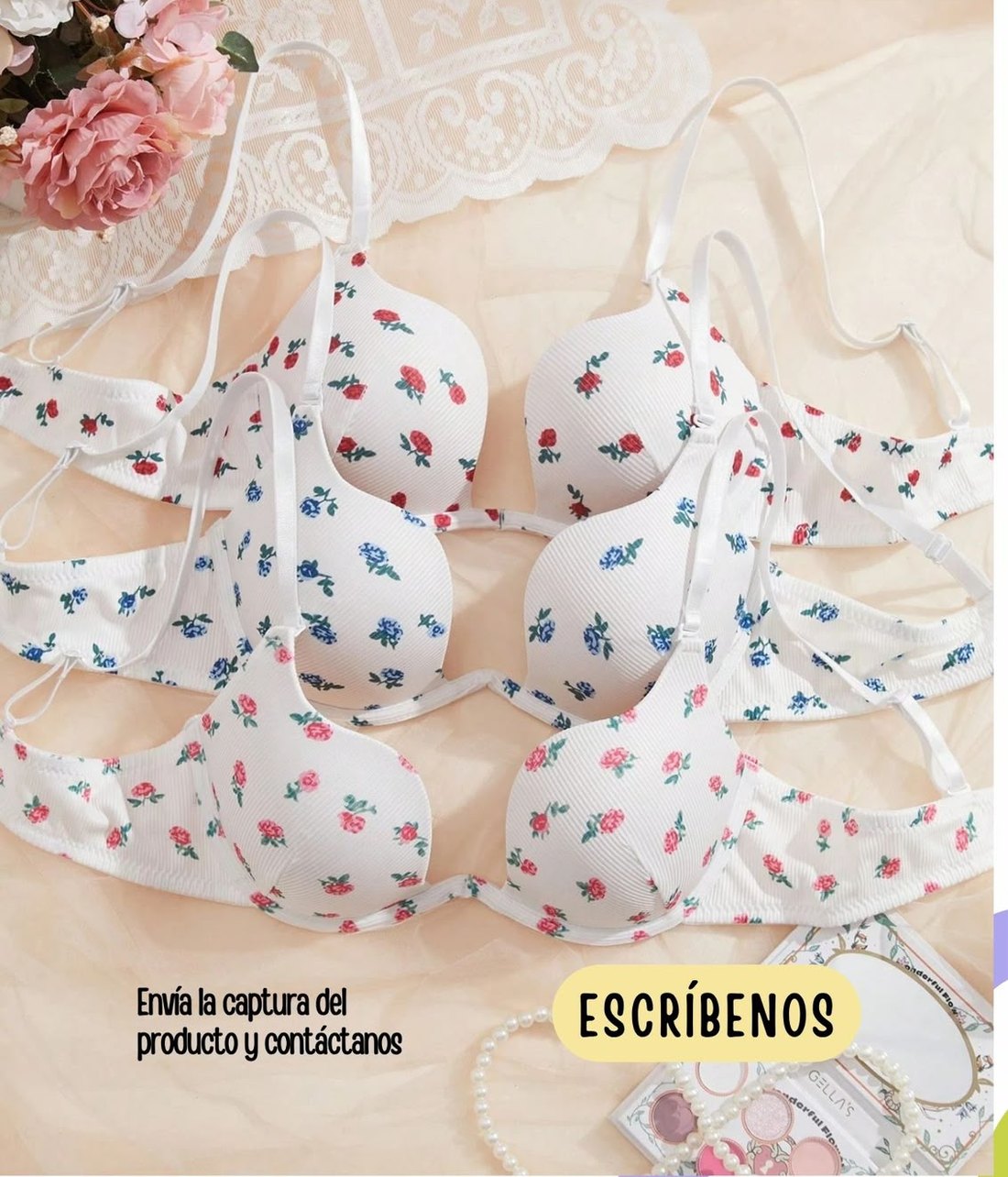 Set de 3 bras push up floral