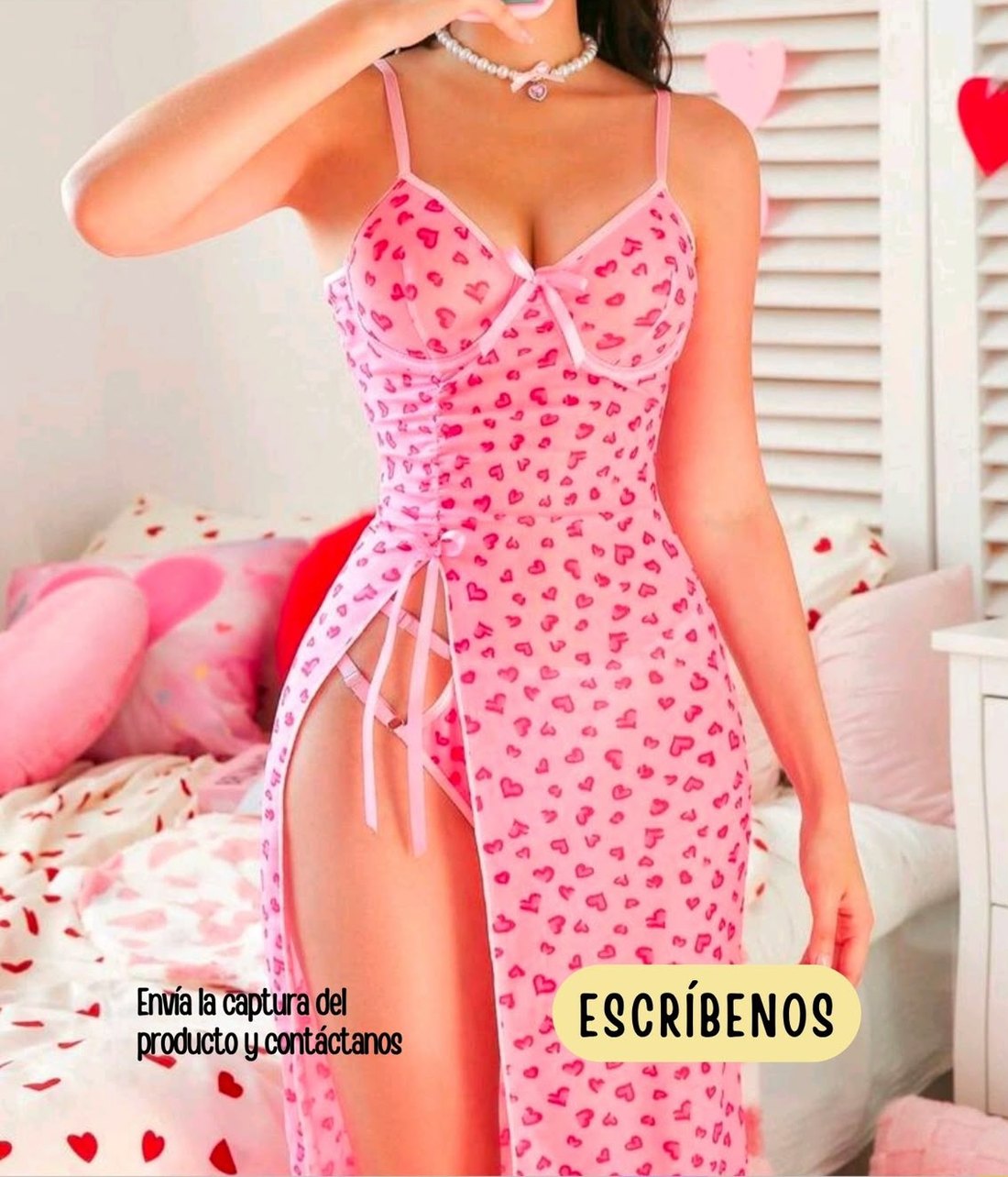 Vestido rosa de corazones