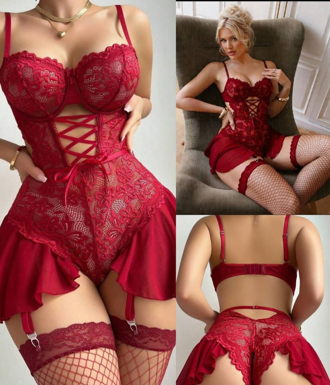 Body liguero rojo abierto en panty