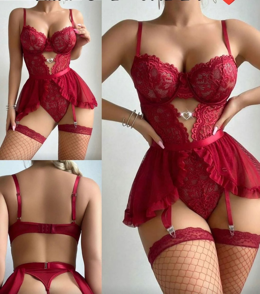 Body liguero rojo de encaje