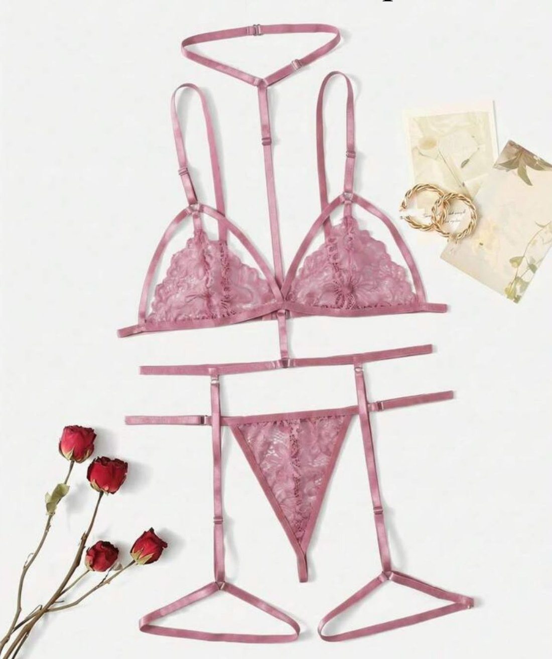 Set de ligas rosa púrpura