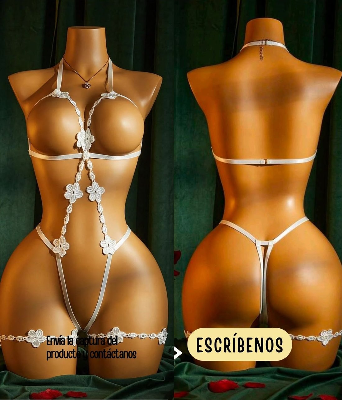 Set de tiras con flores blancas